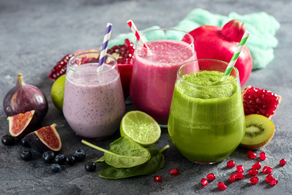 Colorful,Smoothie,,Healthy,Detox,Vitamin,Diet,Or,Vegan,Food,Concept,